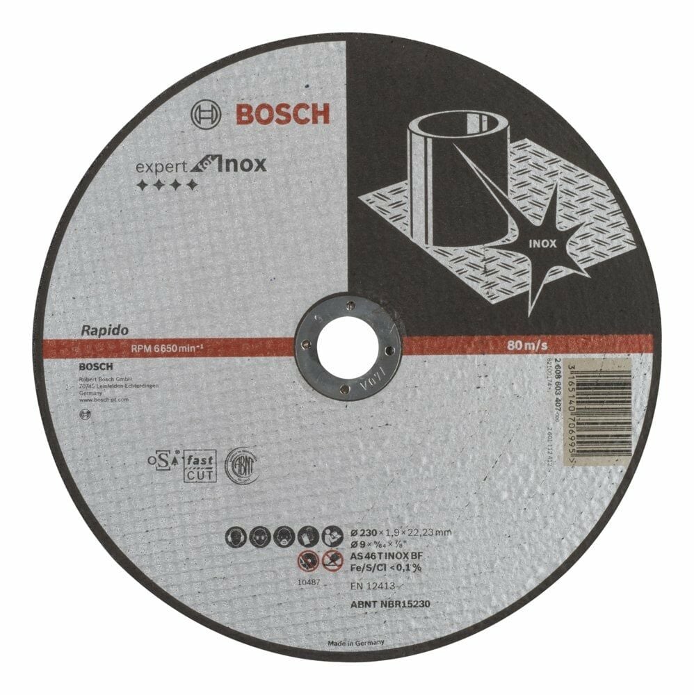 Bosch – 230*1,9 mm Expert Serisi Düz Inox (Paslanmaz Çelik) Kesme Diski (Taş) – Rapido