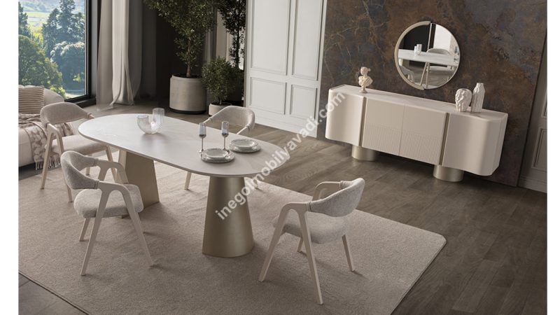 İnegöl Mobilya Defne Seramik Yemek Odası Takımı